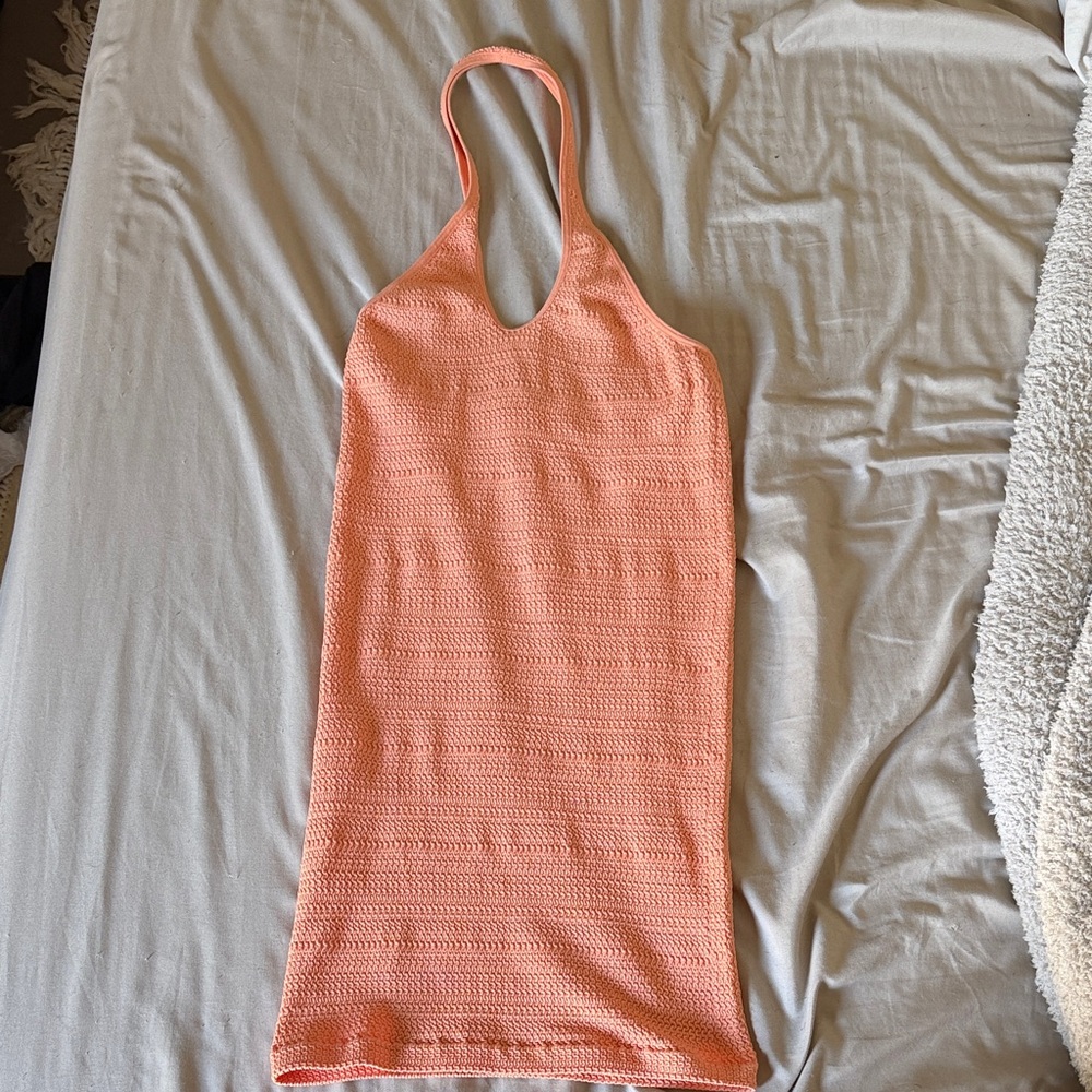 Sunday Best Coral Halter Mini Textured Dress Size Medium
